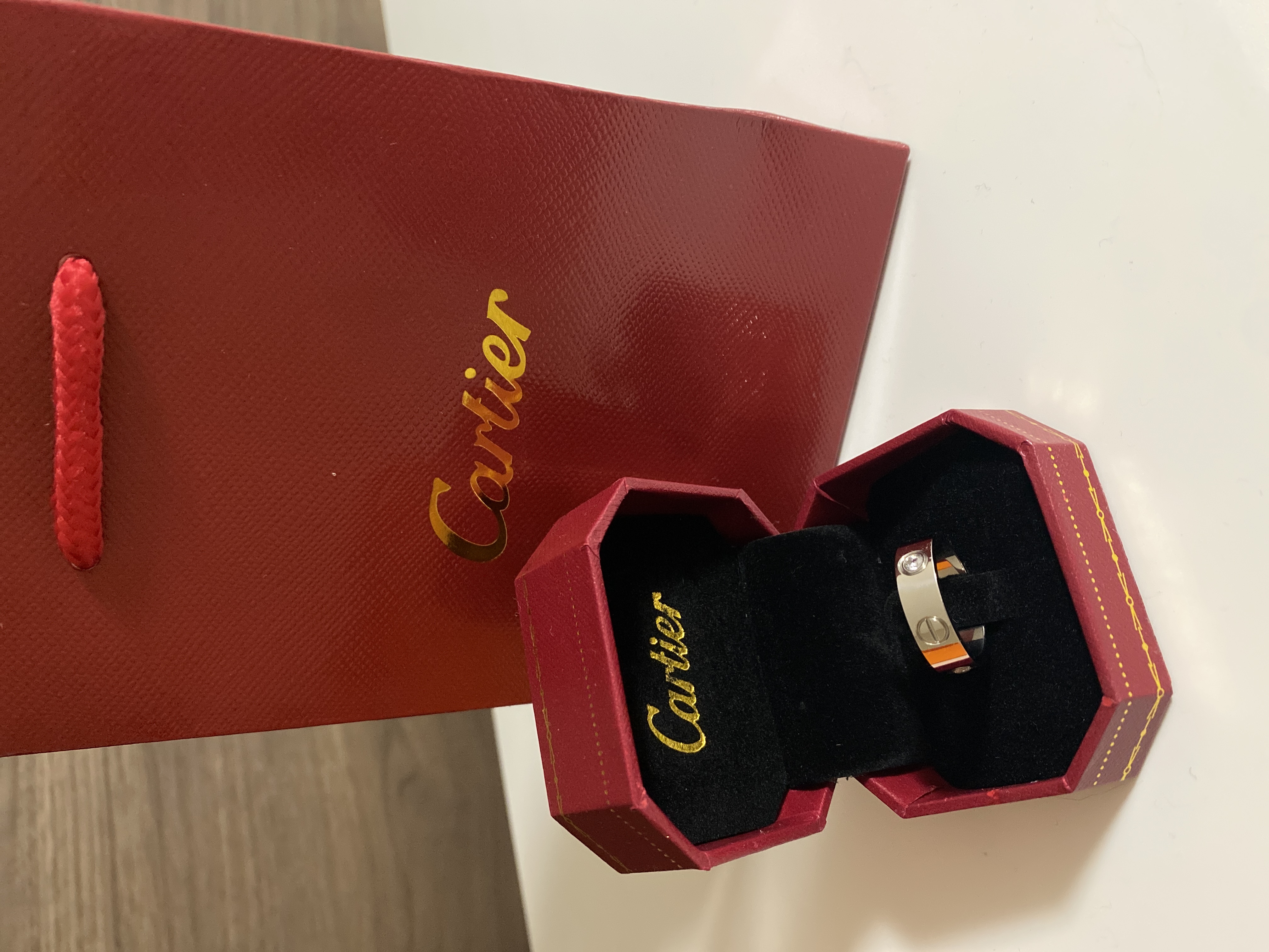 カルティエ K18WG ハーフダイヤ ラブリング 指輪  B40325 新品