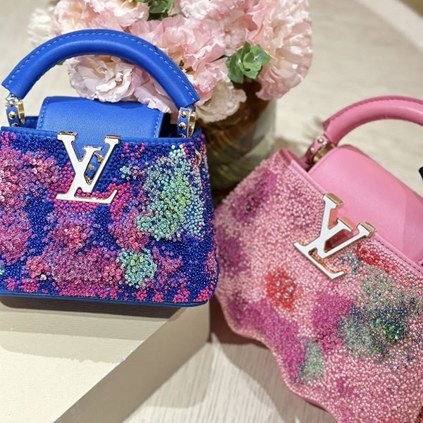 ルイヴィトン カプシーヌ 偽物MINI【カラフル刺繍が上品♪波型】M22751