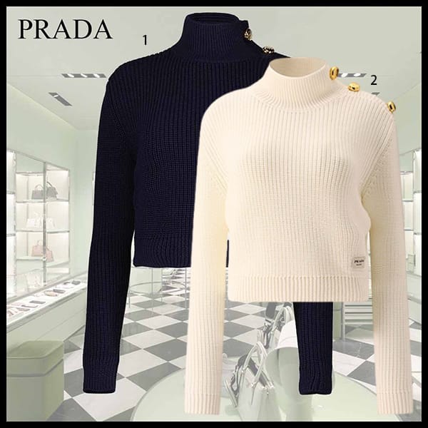 ナチュラル可愛い☆プラダ コピー ウール タートルネック セーター 2色 P26491S232