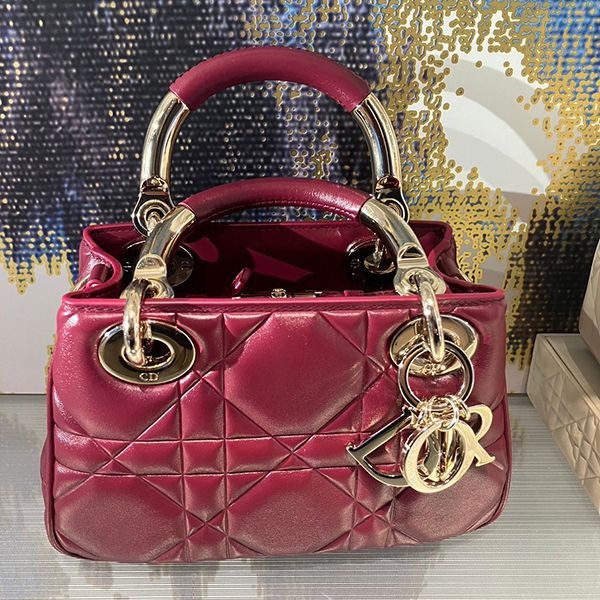ディオール◆Lady 95.22 レッド ハンドバッグ 偽物 M0706OVJX