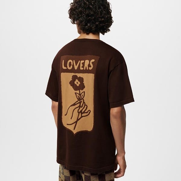【最終セール価格！】ルイヴィトン ショートスリーブコットンインターシャクルーネック Tシャツ コピー 1AFIWW