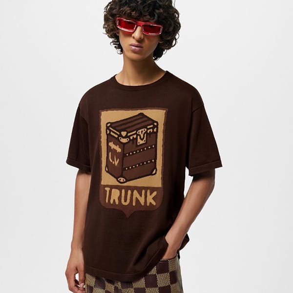 【最終セール価格！】ルイヴィトン ショートスリーブコットンインターシャクルーネック Tシャツ コピー 1AFIWW