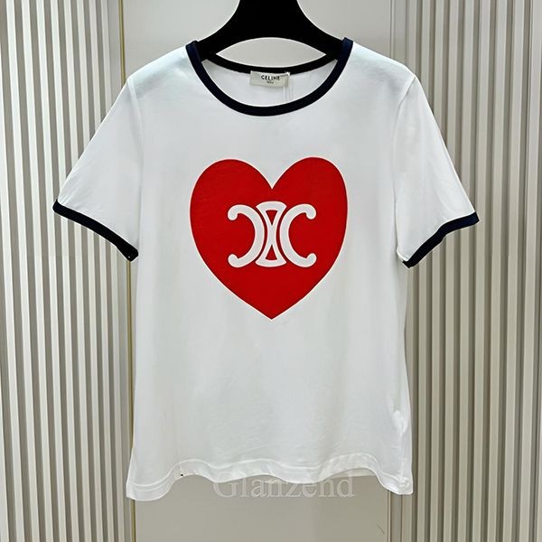 魅力的な新作【セリーヌ 】ハートトリオンフ Tシャツ 偽物コットンジャージー2X01L671Q