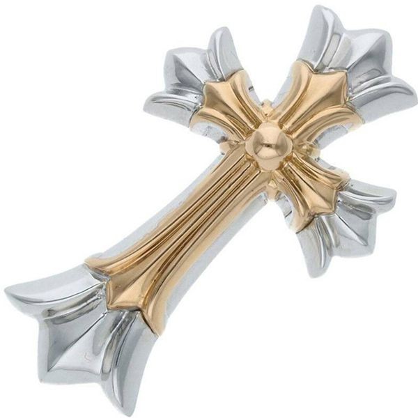 クロムハーツ フェイク 18K/22K DBL CH CROSS SML スモールダブル CHクロス ペンダント ゴールド ネックレス