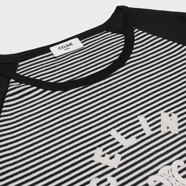 セリーヌ トリオンフ ストライプ コットン tシャツ 偽物 2x48n615z.38by