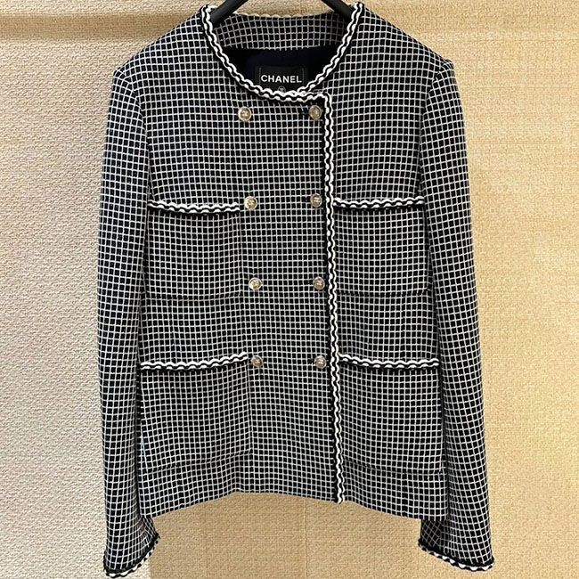 シャネル ジャケット 偽物 ブラックチェック P78818-V70743-NAAXH