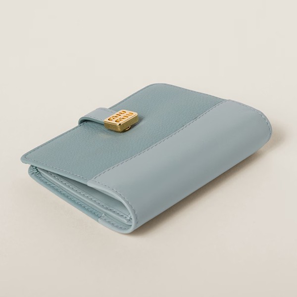 【限定カラー】ミュウミュウ 偽物 Compact Wallet ロゴベルト 三つ折り財布 4色 miu21154