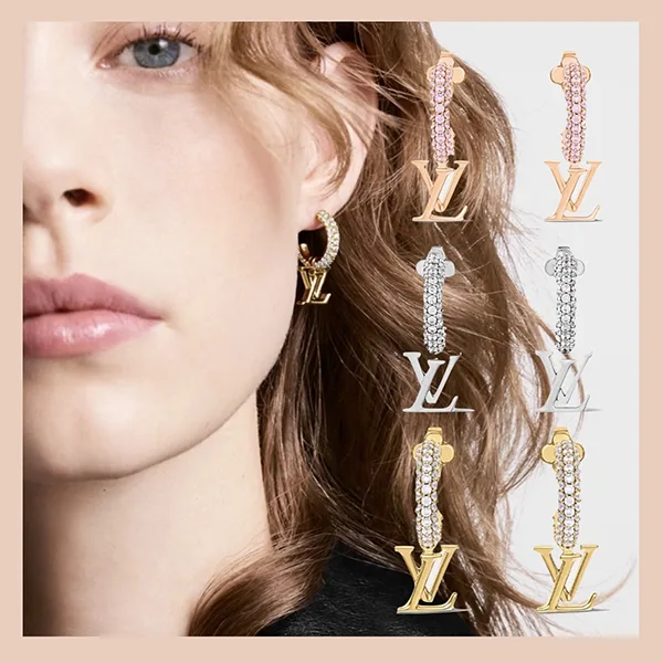 【即発】クリスタル輝く《ルイヴィトン》 ピアス コピー フープ LV アイコニック M01732