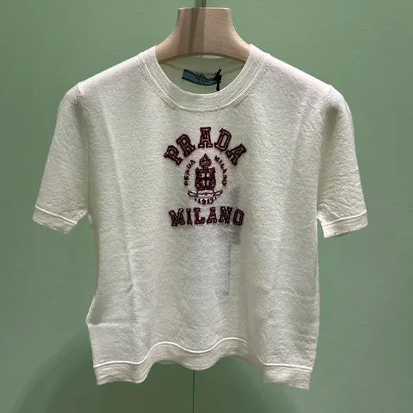 【送料関税込】プラダ カシミヤ インターシャ Tシャツ ウィメンズ P24M2M