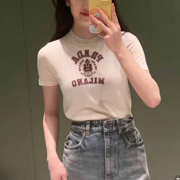 【送料関税込】プラダ カシミヤ インターシャ Tシャツ ウィメンズ P24M2M
