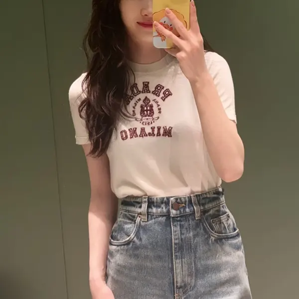 【送料関税込】プラダ カシミヤ インターシャ Tシャツ ウィメンズ P24M2M