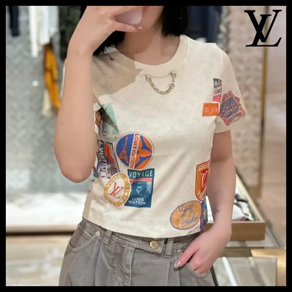 VIPセールルイヴィトン クロップトップ Tシャツ コピー 1AHITI