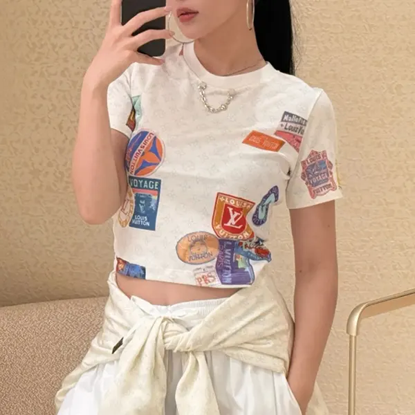 VIPセールルイヴィトン クロップトップ Tシャツ コピー 1AHITI