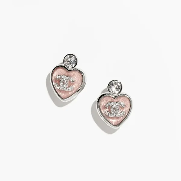 【25 P】ころんと可愛いハート シャネル ピアス 偽物♡ココマークシルバー ABF524