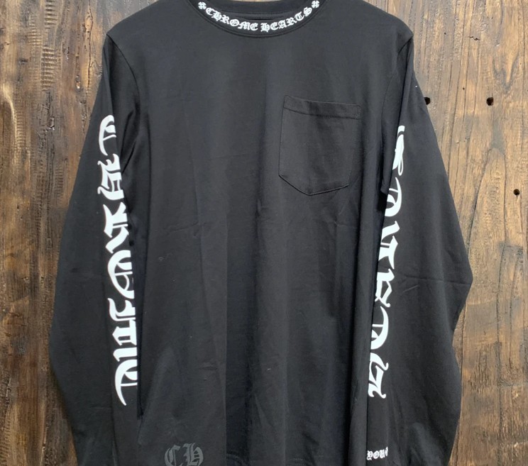 クロムハーツ【ネックレター/ロンT】2色 CHスクロール Tシャツ スーパーコピー◆BLACK 21042624