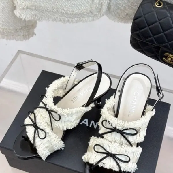 【今季一押し♡】シャネル リボン×レース ヒールサンダル 25051703