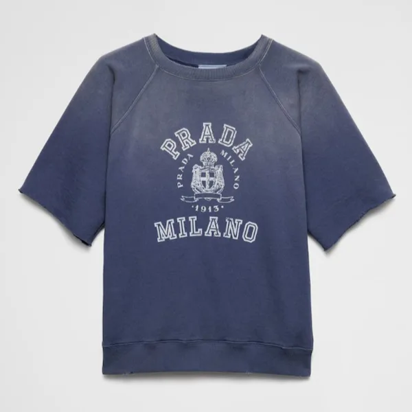 格安【プラダ パロディ】カレッジスタイル コットンフリース Tシャツ 135730