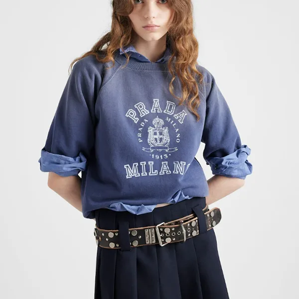 格安【プラダ パロディ】カレッジスタイル コットンフリース Tシャツ 135730