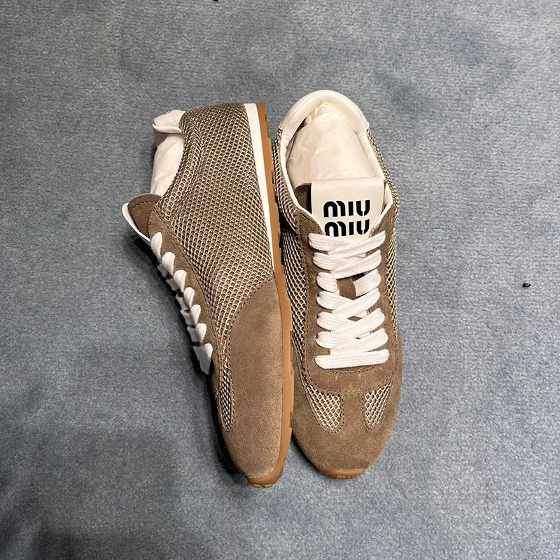 【やっぱり人気！】◆完売前に◆ミュウミュウ パロディ Plume メッシュ×スエード スニーカー 3色 miu0605