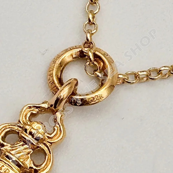 【訳あり特価】★クロムハート 22K パチモン ゴールド ダガー w/ロールチェーン セット ch25729