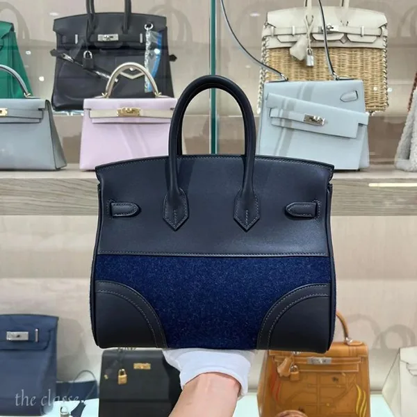 エルメス バーキン25 N級品 ブルーニュイ/ブラック 限定品 h257161