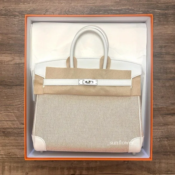 エルメス バーキン25cm 偽物 トワル ニューホワイト/S金具 h257164