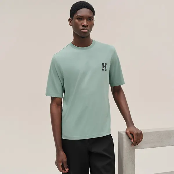 希少色エルメス 「HCheval」ミニレザーパッチTシャツ H567810HA64LA