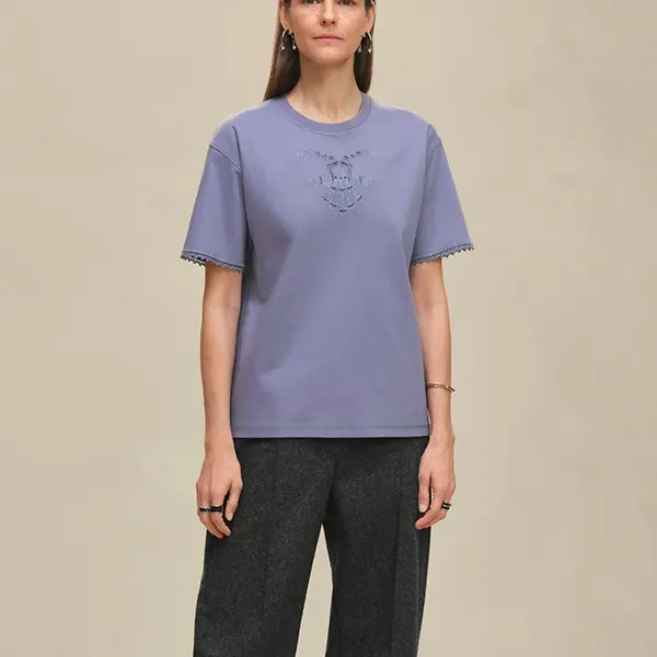 今季新作エルメス Tシャツ 激安 半袖 綿 パルフロワ パープル H5H4625DC5D34