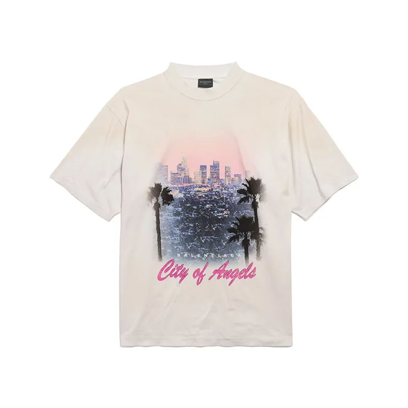 バレンシアガ CITY OF ANGELS Tシャツ ミディアム フィット パロディ 2色 764235TSVR21041