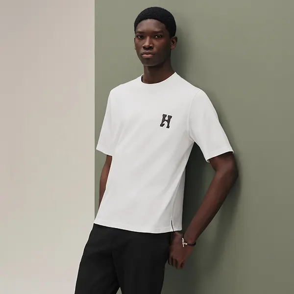 希少色エルメス 「HCheval」ミニレザーパッチTシャツ H567810HA64LA