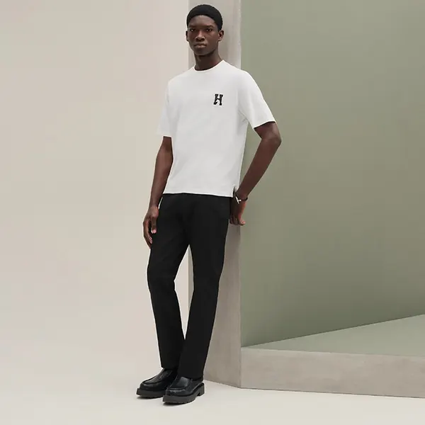 希少色エルメス 「HCheval」ミニレザーパッチTシャツ H567810HA64LA