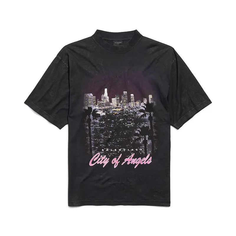 バレンシアガ CITY OF ANGELS Tシャツ ミディアム フィット パロディ 2色 764235TSVR21041