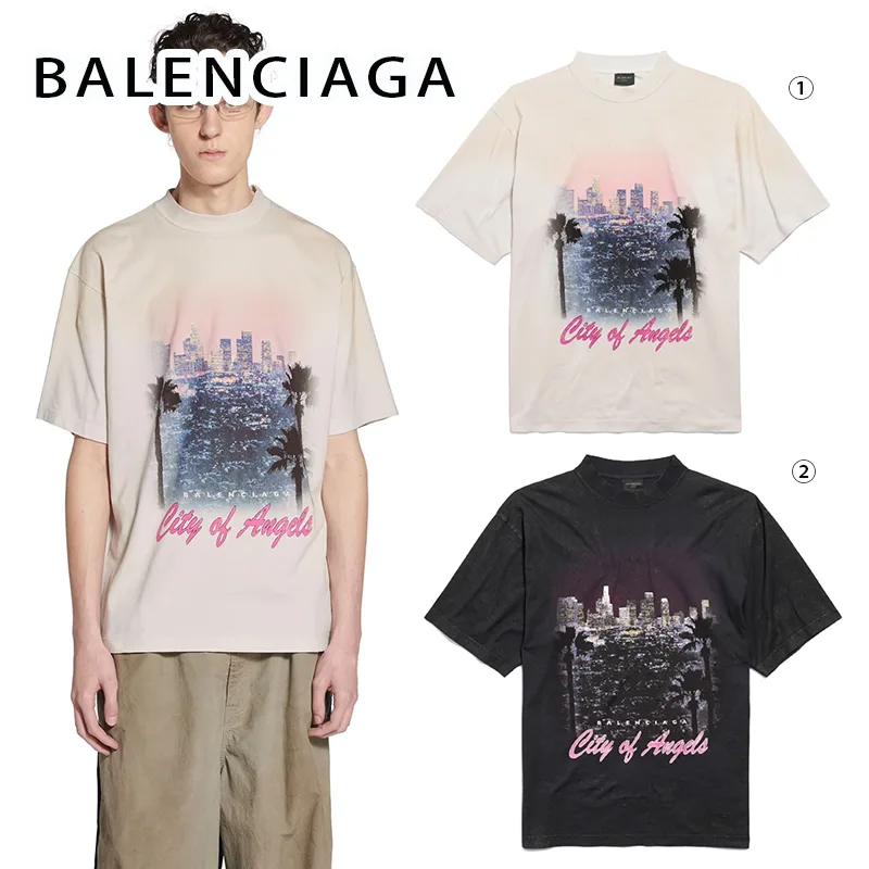 バレンシアガ CITY OF ANGELS Tシャツ ミディアム フィット パロディ 2色 764235TSVR21041