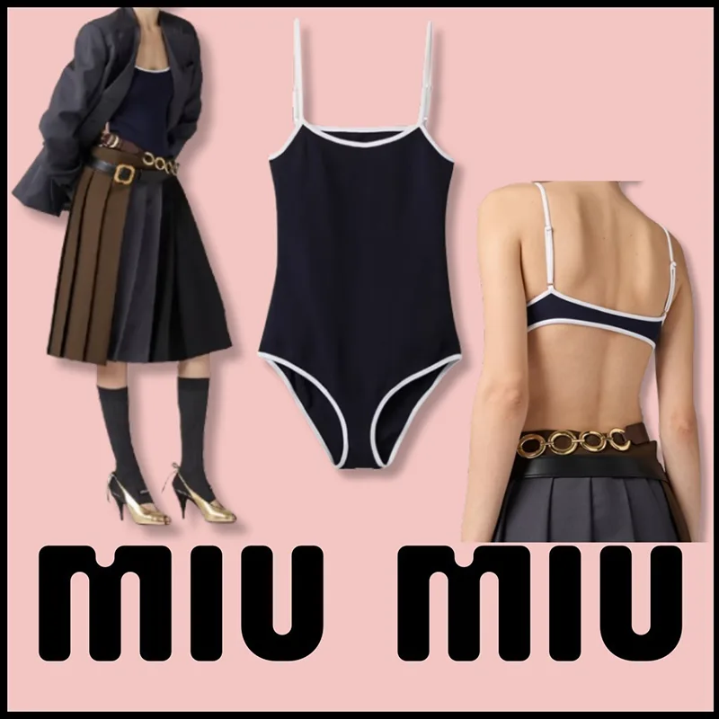 高級感溢れる☆ミュウミュウ コピー スイムウェア テクニカルニット スクープネック ロゴ miu2025665
