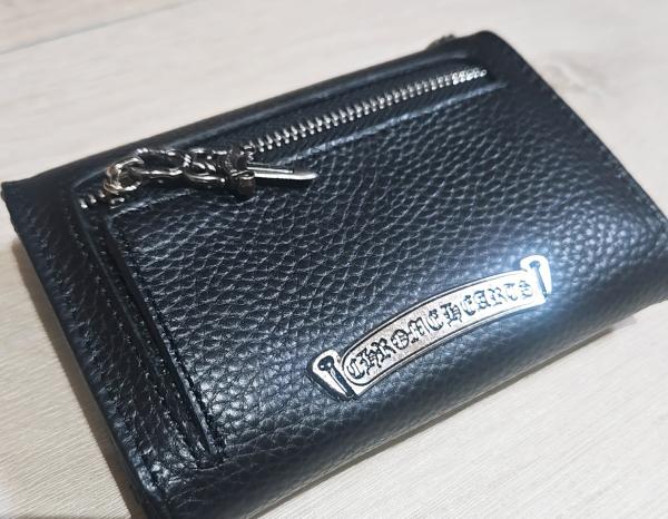 ユニークなデザインクロムハーツ 三つ折り財布 偽物 ブラック メンズ 116538 ウェーブ WAVE MINI WALLET BLACK ミニ財布