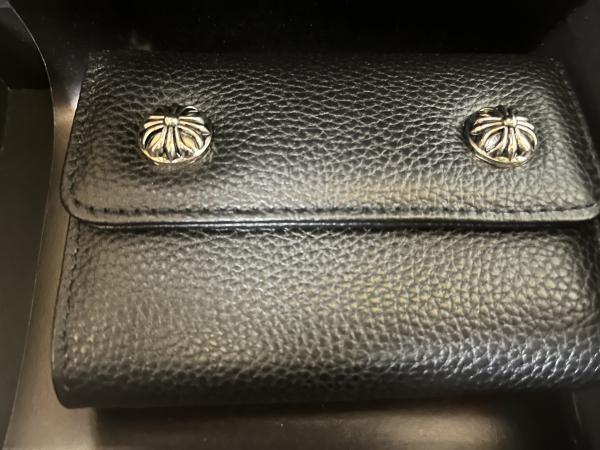 ユニークなデザインクロムハーツ 三つ折り財布 偽物 ブラック メンズ 116538 ウェーブ WAVE MINI WALLET BLACK ミニ財布
