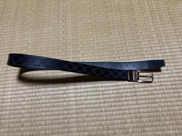 ルイヴィトン ベルトLB076ダミエ.グラフィット ブラック 牛革 シルバー金具