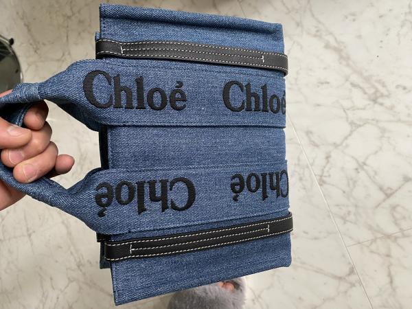 【限定カラー】クロエ ウッディ 偽物 デニム スモール トートバッグ 2way CHC23US397K3545D