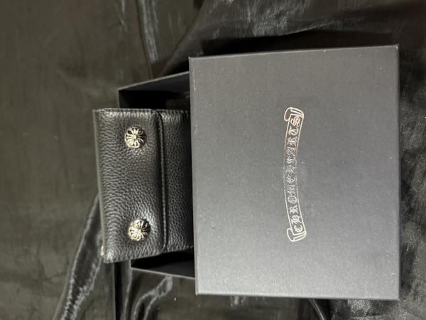 ユニークなデザインクロムハーツ 三つ折り財布 偽物 ブラック メンズ 116538 ウェーブ WAVE MINI WALLET BLACK ミニ財布