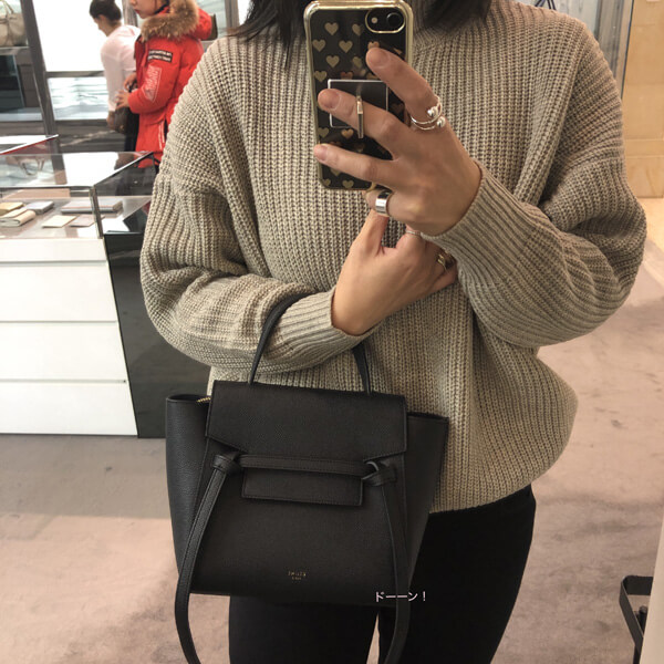 【セリーヌコピー】2019SS新作 Nano Belt bag / grained calfskin(Black)189003ZVA.38NO