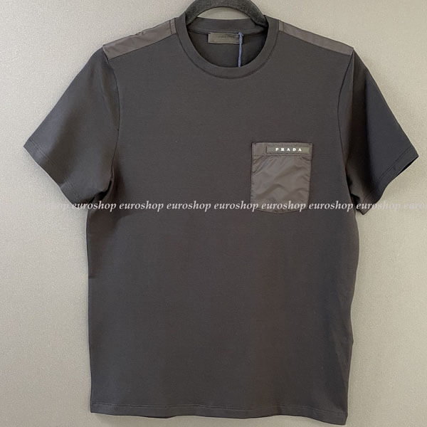 プラダ 着心地◎ストレッチコットン素材 ポケット付半袖Tシャツ  SJN250