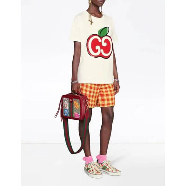グッチ GGコピーアップル プリント TシャツF0028