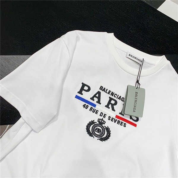 バレンシアガコピー 2020SS パリ フラッグ レギュラー Tシャツ    594579TG