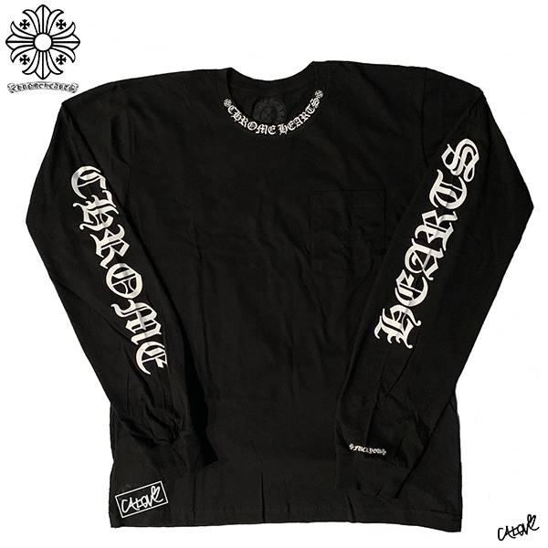 クロムハーツ【ネックレター/ロンT】CHスクロール Tシャツ スーパーコピー◆BLACK 21042624