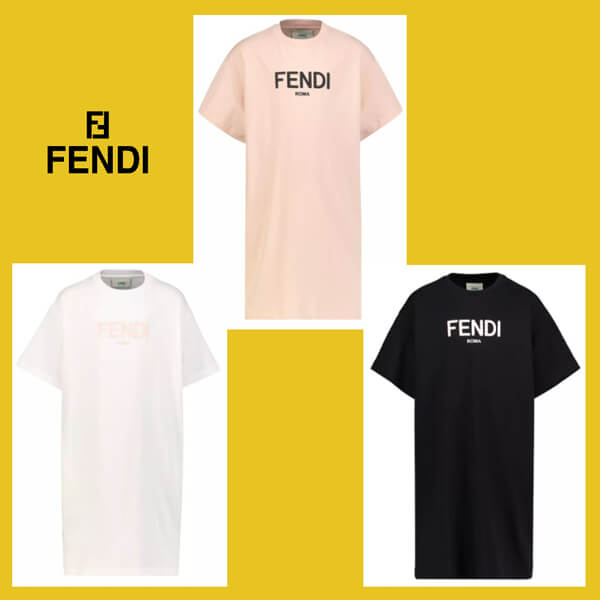 ☆フェンディ偽物☆ キッズロゴTシャツドレス♪ 大人OK/〜14A 21051112