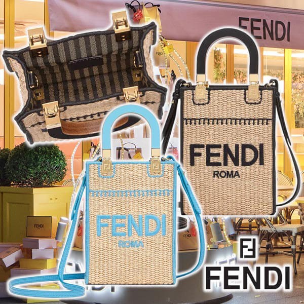 すぐ届【フェンディ ポシェット コピー】ミニショッパーバッグ ラフィア 2色 21SS 8BS051AFQPF0VPJ