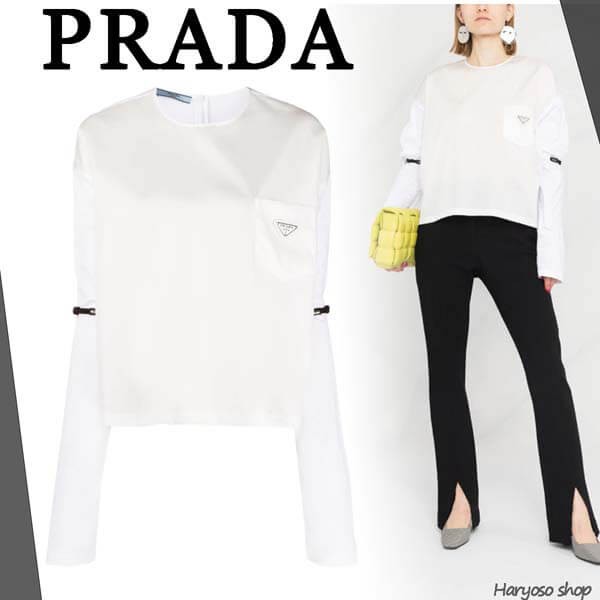 ★プラダ★リナイロン コットンTシャツ 偽物 White 134619_1XBH_F0009_S_202