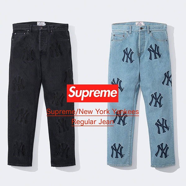 FW21人気新作 シュプリーム 偽物 x ニューヨーク ヤンキース デニム レギュラー ジーンズ★ヤンキース デニム 2色★21090704