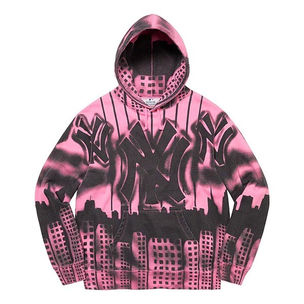 FW21 シュプリーム パーカー 偽物 x ニューヨーク ヤンキース エアブラシ フーデッド スウェットシャツ 3色 21090706