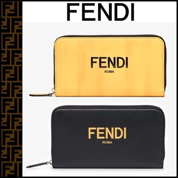 フェンディ＊ジップアラウンド 財布 偽物 イエローレザー ロゴ7M0210ADP6